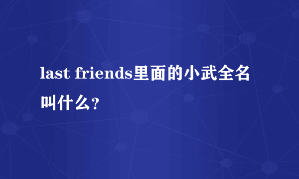 last friends里面的小武全名叫什么？