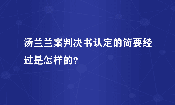 汤兰兰案判决书认定的简要经过是怎样的？