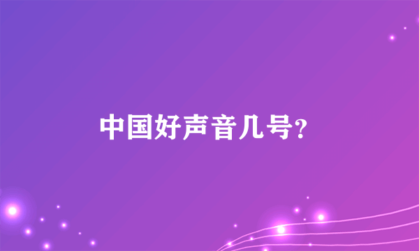 中国好声音几号？