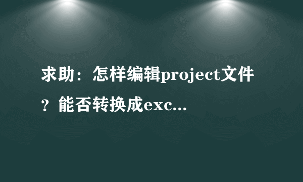 求助：怎样编辑project文件？能否转换成excel表文件？