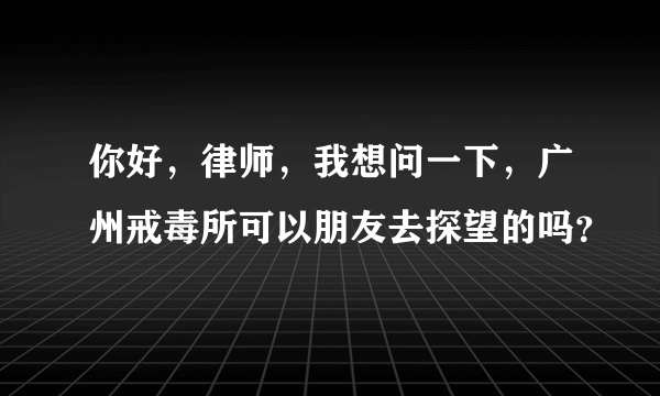 你好，律师，我想问一下，广州戒毒所可以朋友去探望的吗？