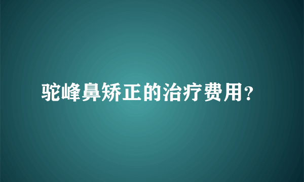 驼峰鼻矫正的治疗费用？