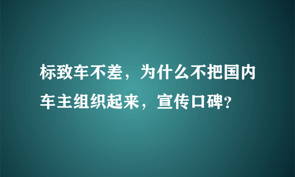 标致车不差，为什么不把国内车主组织起来，宣传口碑？