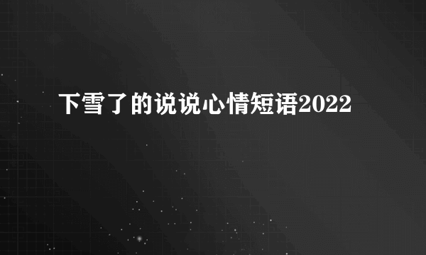 下雪了的说说心情短语2022