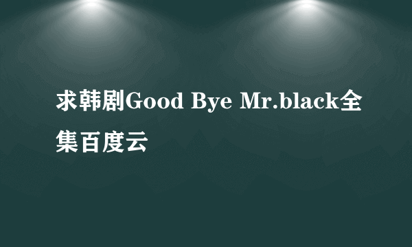 求韩剧Good Bye Mr.black全集百度云