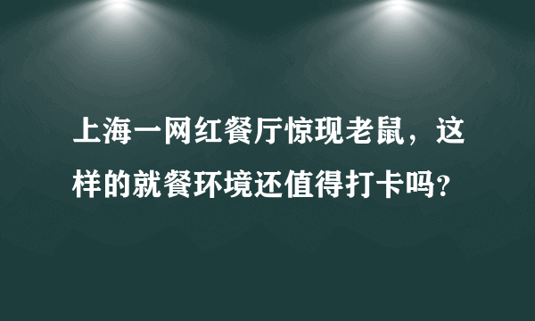 上海一网红餐厅惊现老鼠，这样的就餐环境还值得打卡吗？