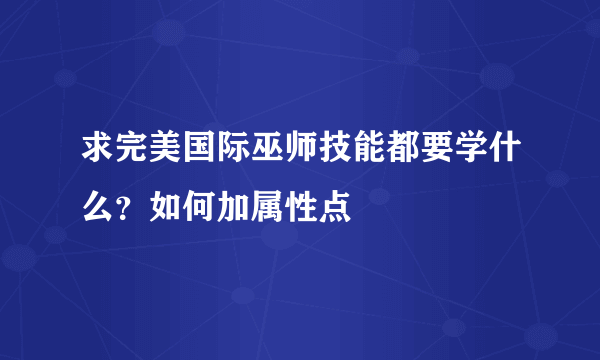 求完美国际巫师技能都要学什么？如何加属性点