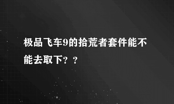 极品飞车9的拾荒者套件能不能去取下？？