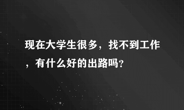 现在大学生很多，找不到工作，有什么好的出路吗？