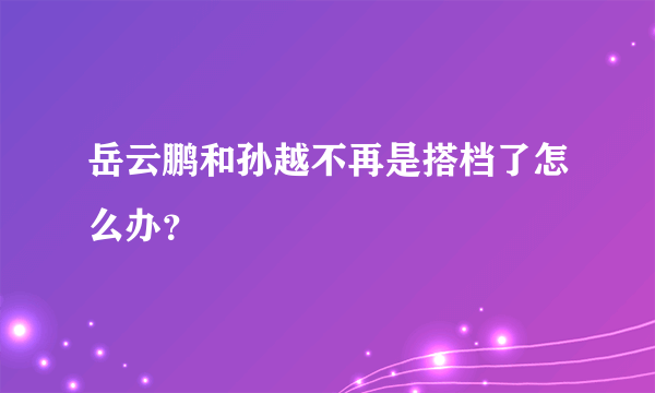 岳云鹏和孙越不再是搭档了怎么办？