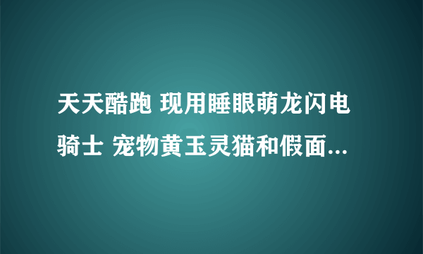 天天酷跑 现用睡眼萌龙闪电骑士 宠物黄玉灵猫和假面狮王纠结 萌龙是飞星得分百分之300 灵猫也是飞