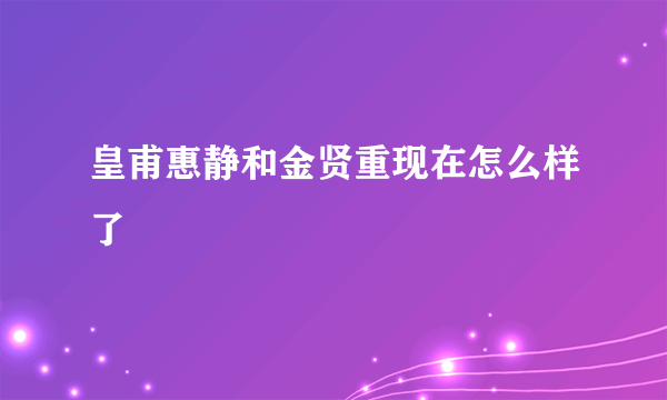 皇甫惠静和金贤重现在怎么样了