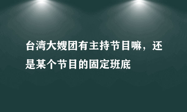 台湾大嫂团有主持节目嘛，还是某个节目的固定班底