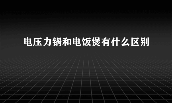 电压力锅和电饭煲有什么区别