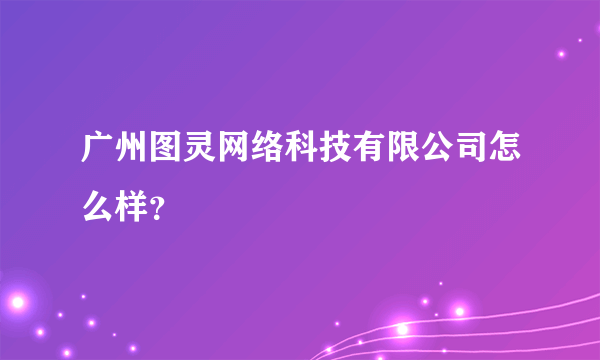 广州图灵网络科技有限公司怎么样？