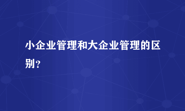 小企业管理和大企业管理的区别？