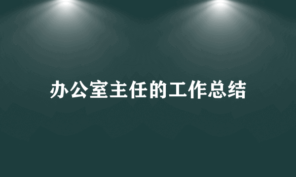 办公室主任的工作总结