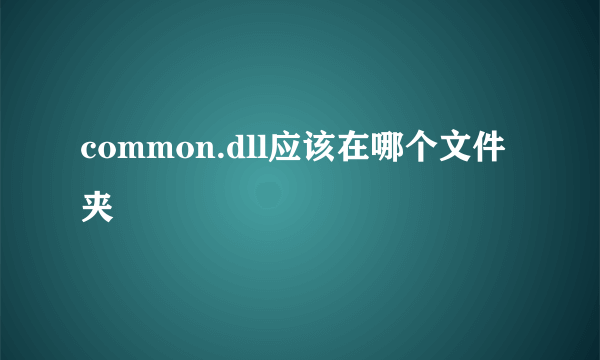 common.dll应该在哪个文件夹