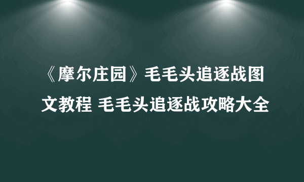 《摩尔庄园》毛毛头追逐战图文教程 毛毛头追逐战攻略大全