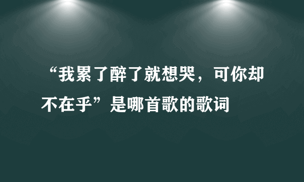 “我累了醉了就想哭，可你却不在乎”是哪首歌的歌词