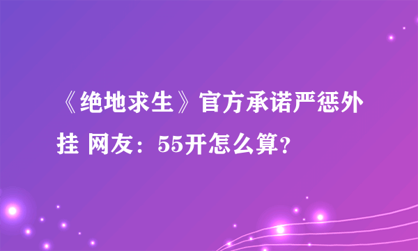 《绝地求生》官方承诺严惩外挂 网友：55开怎么算？