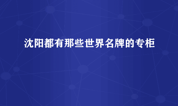 沈阳都有那些世界名牌的专柜