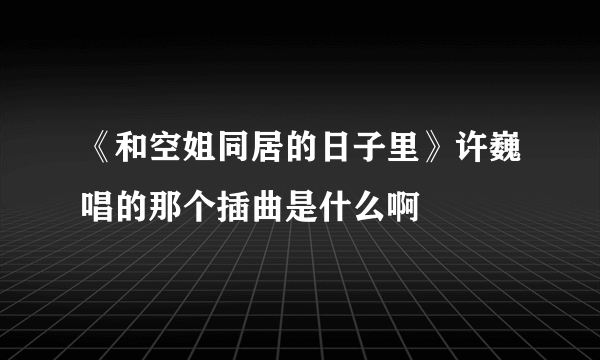 《和空姐同居的日子里》许巍唱的那个插曲是什么啊