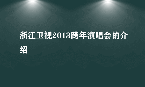 浙江卫视2013跨年演唱会的介绍