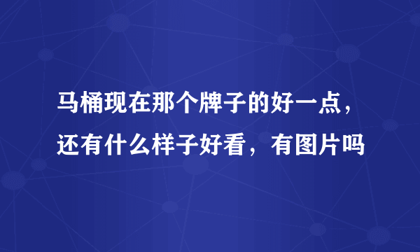 马桶现在那个牌子的好一点，还有什么样子好看，有图片吗