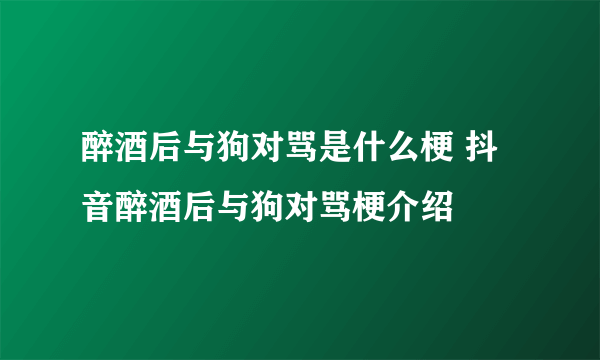 醉酒后与狗对骂是什么梗 抖音醉酒后与狗对骂梗介绍