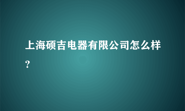 上海硕吉电器有限公司怎么样？