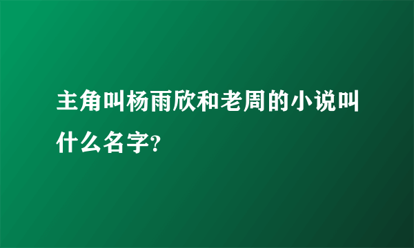 主角叫杨雨欣和老周的小说叫什么名字？