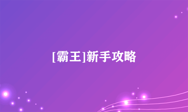 [霸王]新手攻略