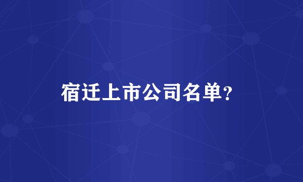 宿迁上市公司名单？