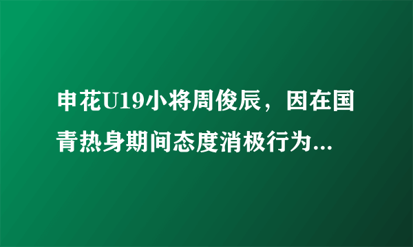 申花U19小将周俊辰，因在国青热身期间态度消极行为散漫被足协禁赛1年，你怎么看？