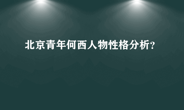 北京青年何西人物性格分析？