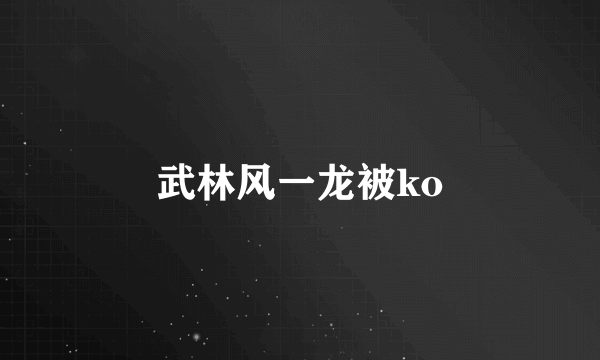 武林风一龙被ko