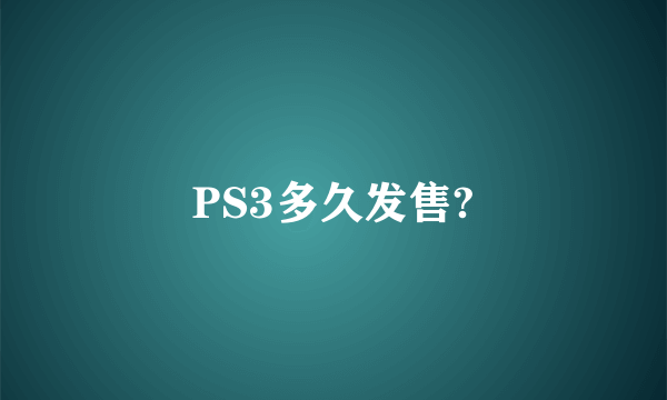 PS3多久发售?