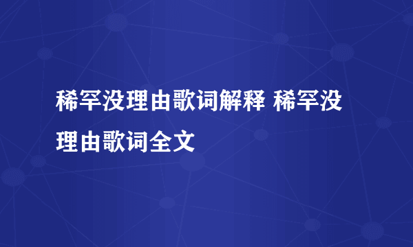 稀罕没理由歌词解释 稀罕没理由歌词全文