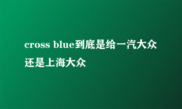 cross blue到底是给一汽大众还是上海大众