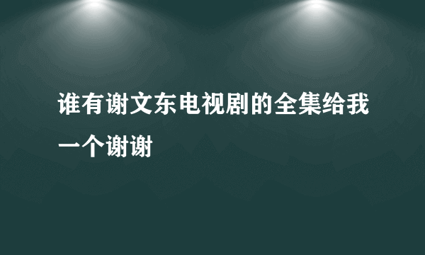 谁有谢文东电视剧的全集给我一个谢谢