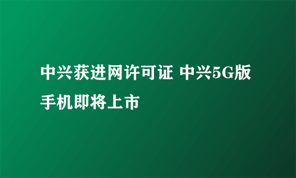 中兴获进网许可证 中兴5G版手机即将上市