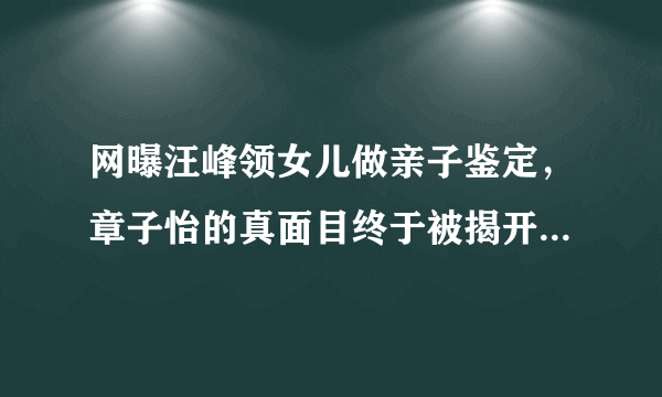 网曝汪峰领女儿做亲子鉴定，章子怡的真面目终于被揭开了，发生了什么事情？