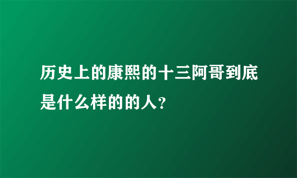 历史上的康熙的十三阿哥到底是什么样的的人？