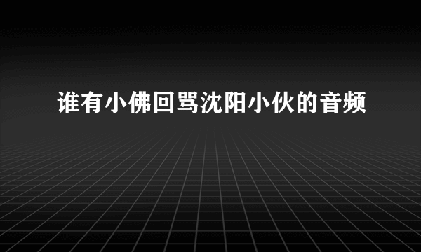 谁有小佛回骂沈阳小伙的音频