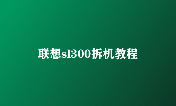 联想sl300拆机教程