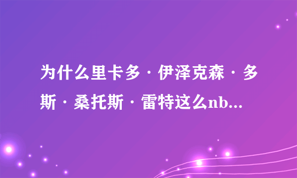 为什么里卡多·伊泽克森·多斯·桑托斯·雷特这么nb，求解答