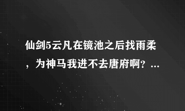 仙剑5云凡在镜池之后找雨柔，为神马我进不去唐府啊？？！！请大神指教啊！！谢谢！