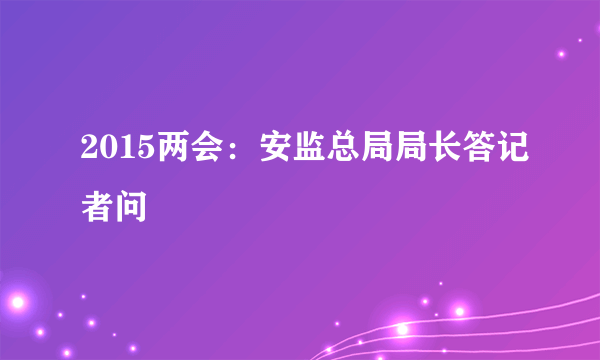 2015两会：安监总局局长答记者问