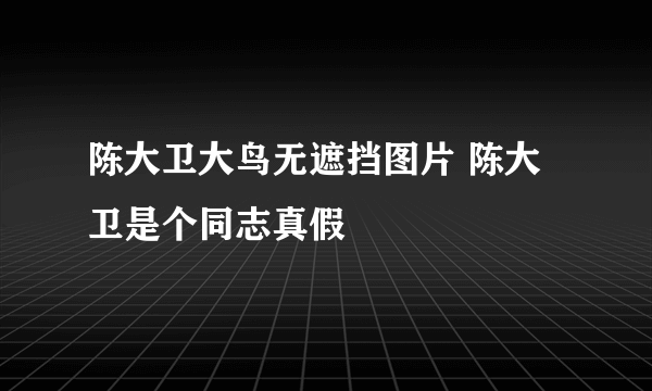 陈大卫大鸟无遮挡图片 陈大卫是个同志真假